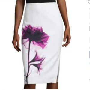Worthington Viral Elegant Floral White and Purple Skirt